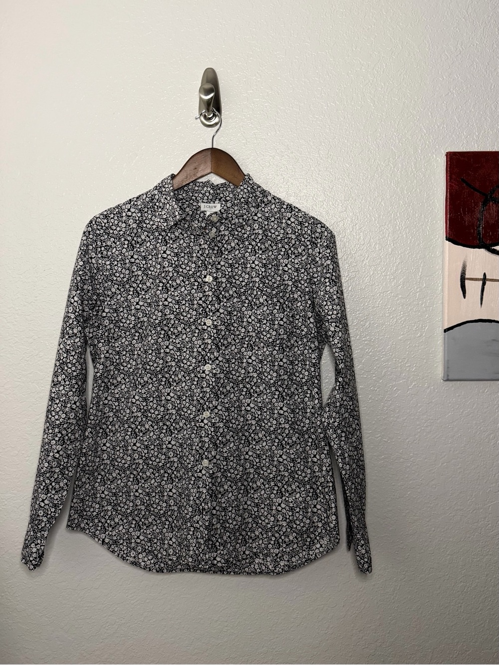 J.Crew Black White Ditsy Floral Button Down Shirt Medium